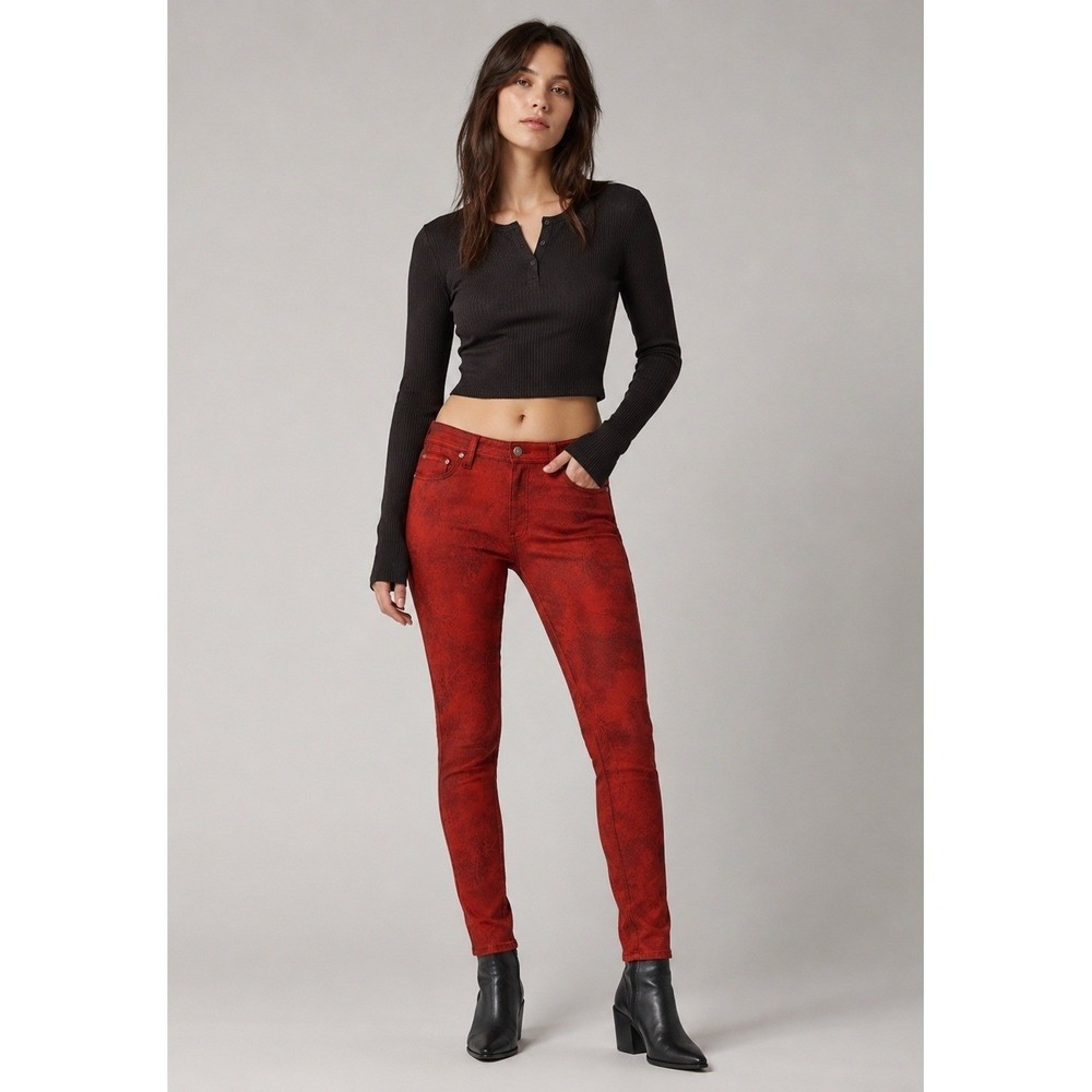 We the Free People Skinny Jeans Micro Suede Pants Womens 30 Red‎ Vamp Goth